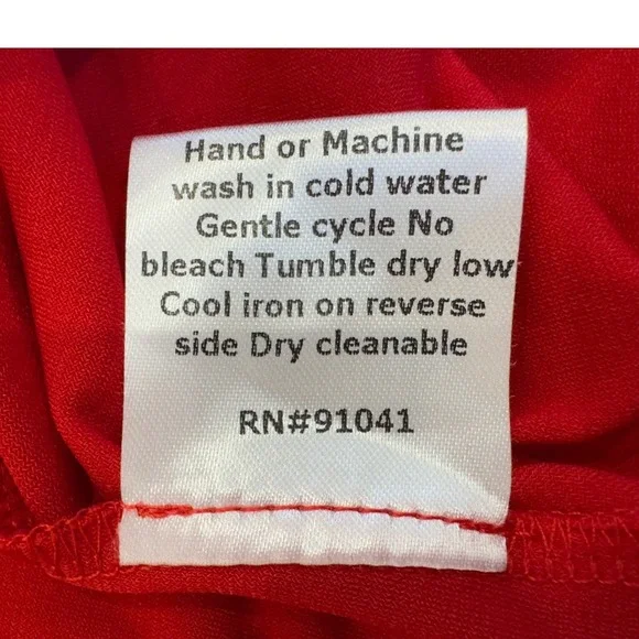 Via Ritina Red Tiered Ruffle Blouse V-Neck Short Flutter Sleeve Top Large - Picture 9 of 9